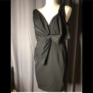 MAAC London v neck black bow dress